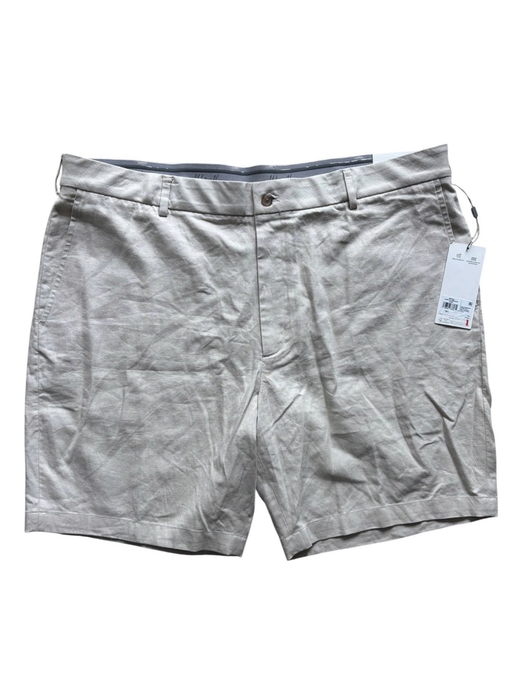 NWT Walter Hagen Mens Clubhouse Linen Golf Shorts Khaki Size 42 Flat Front